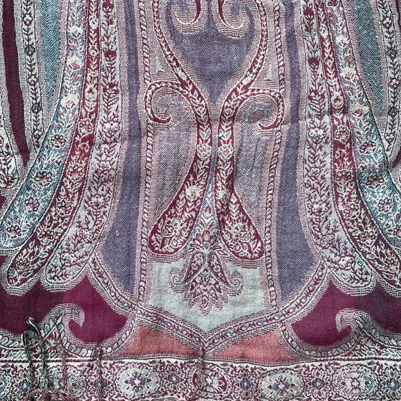 🧣Lot of 4 Pashmina Scarves Green Purple Red Brown - Picture 3 of 6